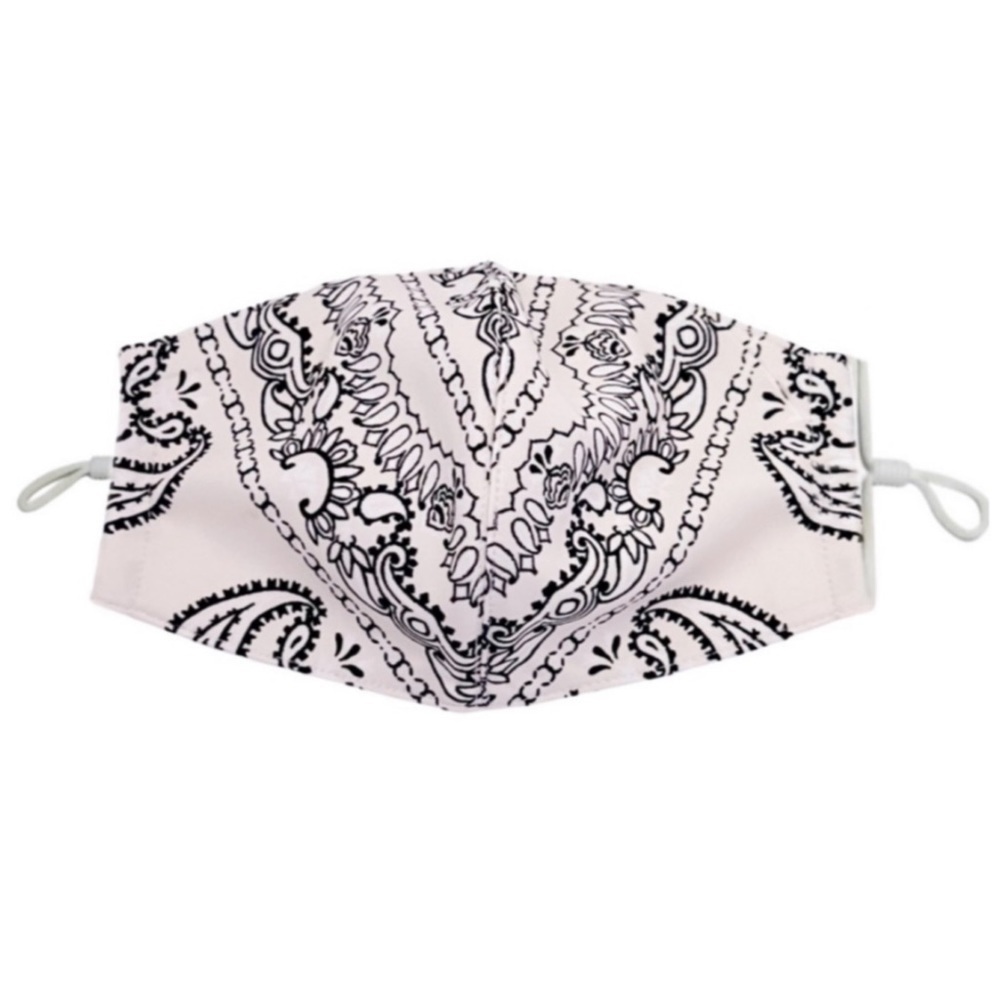 TORY BURCH • Black and White Bandana Style Face Mask Covering